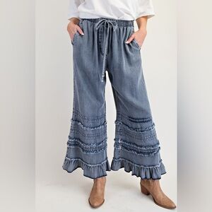 Easel Blue Wide Leg Pants
